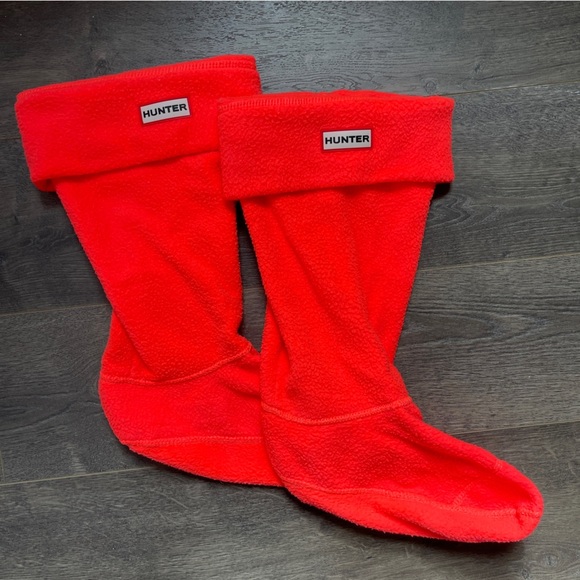Hunter Accessories - HUNTER Neon Orange Fleece Short Boot Socks Size Large